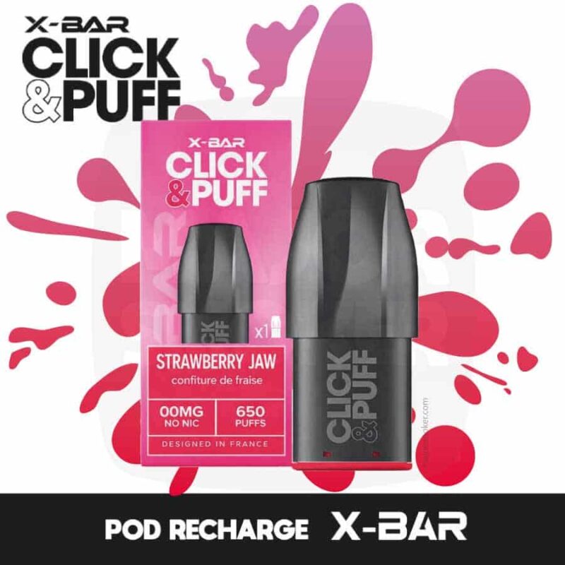 Pod-strawberry-jaw-confiture-de-fraise-xbar-click-and-puff-majorsmoker.com pod click & puff confiture fraise, click puff fraise gourmand