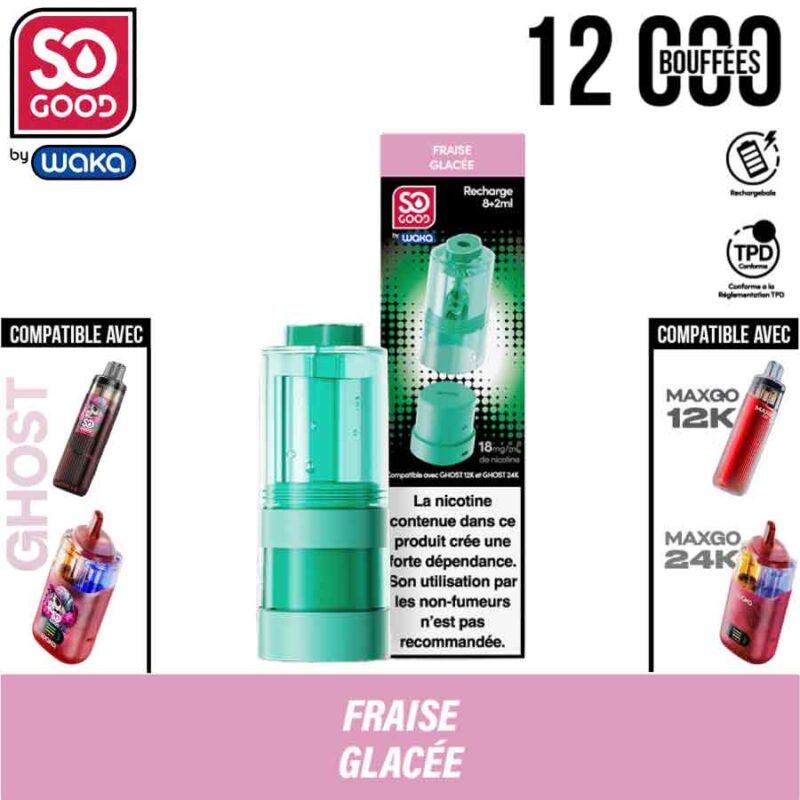 puff waka, waka, so good, puff so good, puff 2 en 1, puff 2en1, recharge waka, pod waka, recharge ghost, pod ghost, fraise glacée ghost, recharge fraise glacée ghost