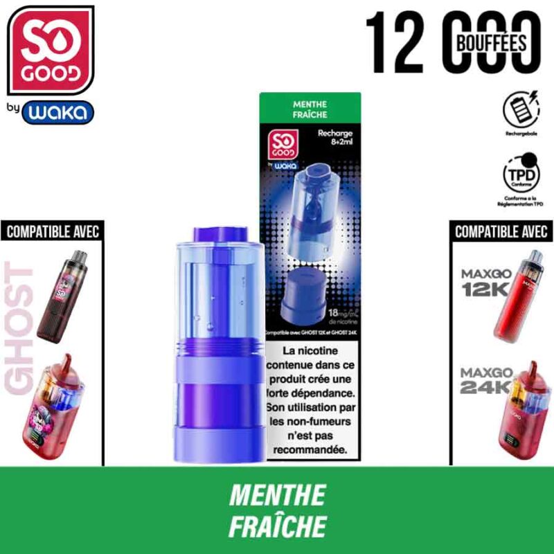 puff waka, waka, so good, puff so good, puff 2 en 1, puff 2en1, recharge waka, pod waka, recharge ghost, pod ghost, menthe fraiche pod ghost, recharge menthe fraiche ghost, pod menthe fraiche