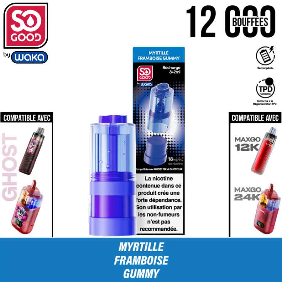 pod-recharge-so-good-by-waka-myrtille-framboise-gummy-majorsmoker.com puff waka, waka, so good, puff so good, puff 2 en 1, puff 2en1, recharge waka, pod waka, recharge ghost, pod ghost, myrtille framboise gummy ghost, recharge myrtille framboise gummy ghost, pod myrtille framboise gummy ghost 18mg
