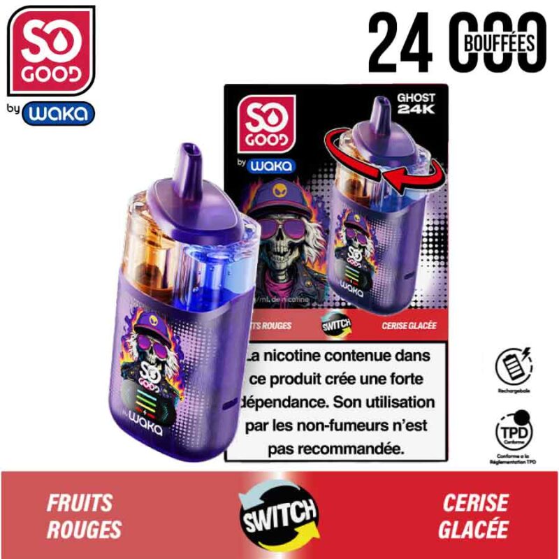 waka-so-good-ghost-starter-24k-fruits-rouges---cerise-glacée-majorsmoker.com puff waka, waka, so good, puff so good, puff 2 en 1, puff 2en1, puff 24k, waka 24k, puff rechargeable pas cher, puff rechargeable, puff rechargeable waka, puff ghost, waka ghost, puff waka ghost, so good ghost, fruits rouges, cerise glacée