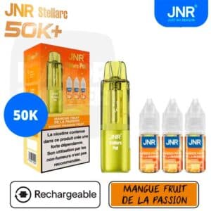 puff jnr, jnr, marque jnr, puff rechargeable jnr, eliquide jnr, ecigarette jnr, jnr 50k, 50K jnr, jnr stellarc, stellacr jnr, jnr stellarc 50k, stellarc jnr mangue fruit de la passion, jnr stellarc mango passion fruit,