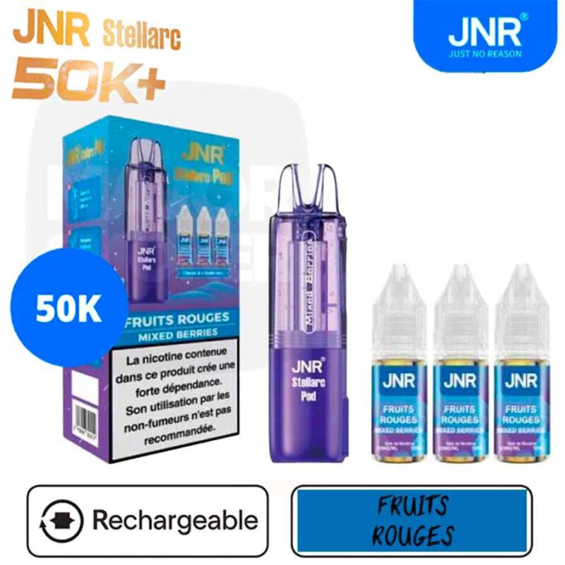 puff jnr, jnr, marque jnr, puff rechargeable jnr, eliquide jnr, ecigarette jnr, jnr 50k, 50K jnr, jnr stellarc, stellacr jnr, jnr stellarc 50k, jnr mixed berries, jnr stellarc fruits rouges