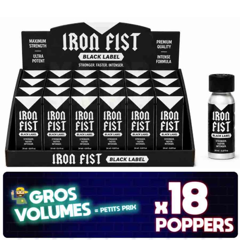 Poppers-IRON-FIST-BLACK-LABEL-24ML-x18-display-majorsmoker.com iron fist black label, poppers iron fist black x18, iron fist poppers noir