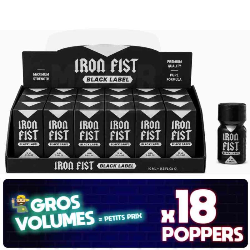 Poppers-IRON-FIST-MINI-BLACK-LABEL-10-ML-x18-display-majorsmoker.com iron fist mini black label, petit iron fist noir 10ml, mini iron fist black