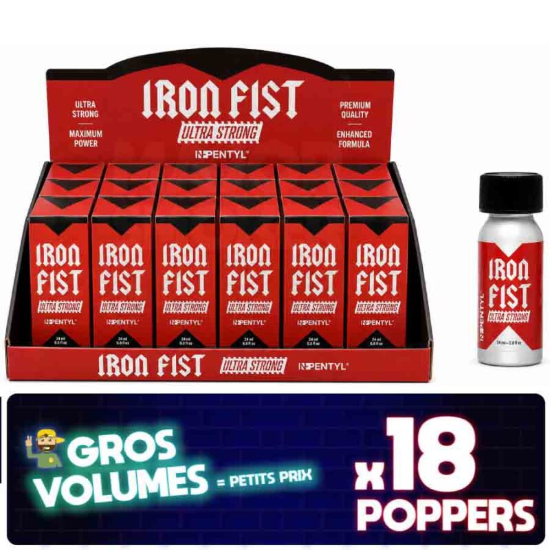 Poppers-IRON-FIST-ULTRA-STRONG-24ML-x18-display-majorsmoker.com iron fist puissant, iron fist ultra strong, iron fist penthyl, poppers iron fist rouge