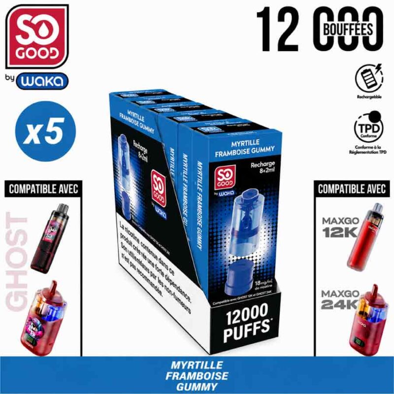recharge waka sogood ghost myrtille framboise gummy pack, waka so good