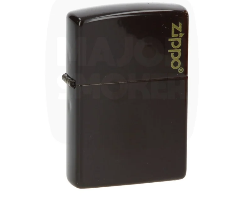 zippo_brown_matte_logo_majorsmoker Briquet Zippo finition marron foncé brillante