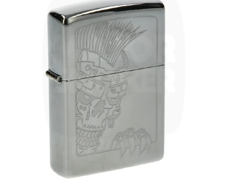 Briquet Zippo gravure crâne, Briquet Zippo crâne punk mohawk