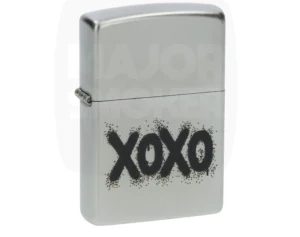 Briquet Zippo chromé brossé avec impression graffiti noire "XOXO"
