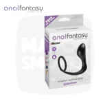 Ass Gasm Anal Fantasy, plug et cockring en silicone noir, emballage du produit