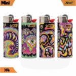 Lot de 4 briquets BIC Mini Illusion aux motifs psychédéliques et artistiques