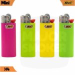 Lot de 4 briquets BIC Mini Fluo aux couleurs fluorescentes éclatantes