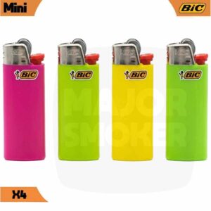 Lot de 4 briquets BIC Mini Fluo aux couleurs fluorescentes éclatantes