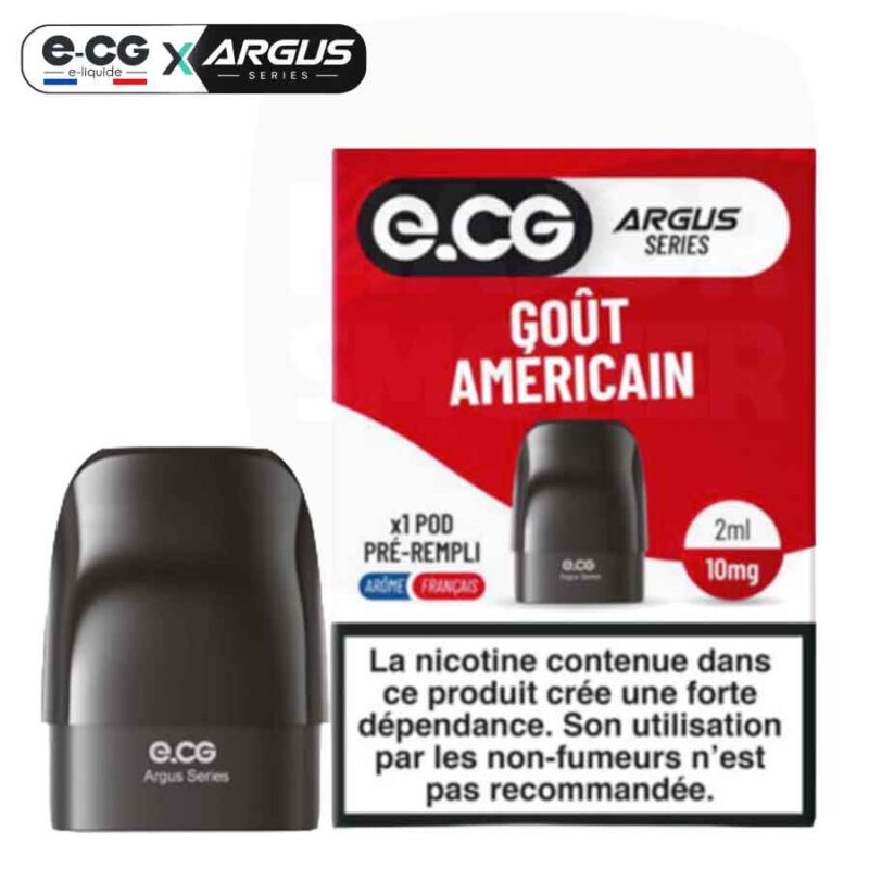 Pod pré-rempli e-CG Argus saveur Goût Américain (classic blond), 2ml, 10mg de nicotine