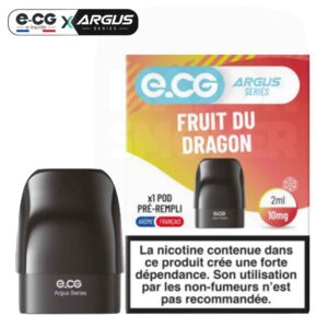 Pod pré-rempli e-CG Argus saveur Fruit du Dragon, contenance de 2ml et 10mg de nicotine