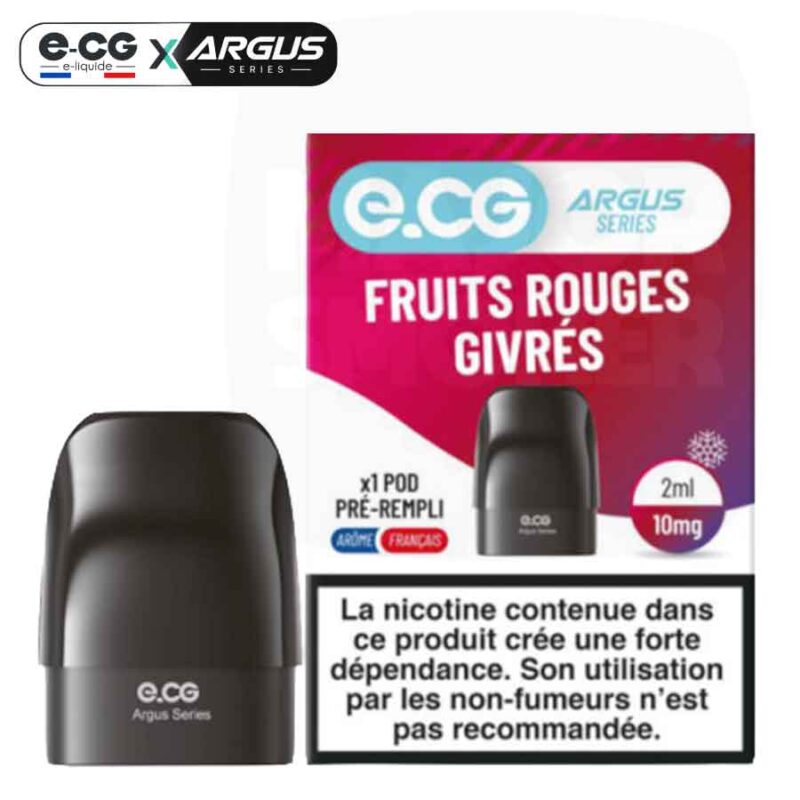 ECG-POD-ARGUS-x1-fruits-rouges-givres-majorsmoker.com- Pod pré-rempli e-CG Argus saveur Fruits Rouges Givrés, 2ml en 10mg de nicotine