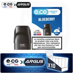 Lot de 10 pods pré-remplis e-CG Argus saveur Blueberry, contenance 2ml