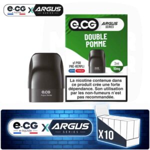 Lot de 10 pods pré-remplis e-CG Argus saveur Double Pomme, contenance 2ml