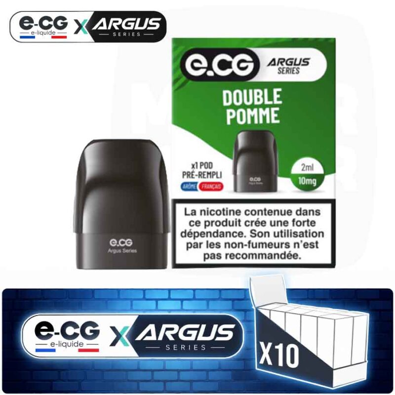 ECG-POD-ARGUS-x10-double-pomme-majorsmoker.com- Lot de 10 pods pré-remplis e-CG Argus saveur Double Pomme, contenance 2ml
