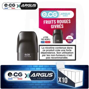 Lot de 10 pods pré-remplis e-CG Argus saveur Fruits Rouges Givrés, contenance 2ml