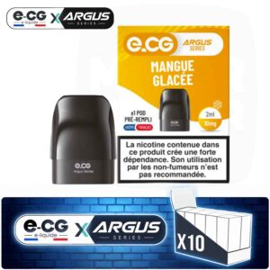 Lot de 10 pods pré-remplis e-CG Argus saveur Mangue Glacée, contenance 2ml