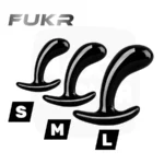 Kit FUKR Curved Three, trois plugs de stimulation prostatique en TPE noir, tailles S, M et L