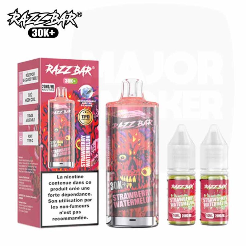PUFF-RAZZBAR-30K-strawberry-watermelon-majorsmoker.com- Puff Razzbar 30K Strawberry Watermelon - Kit complet