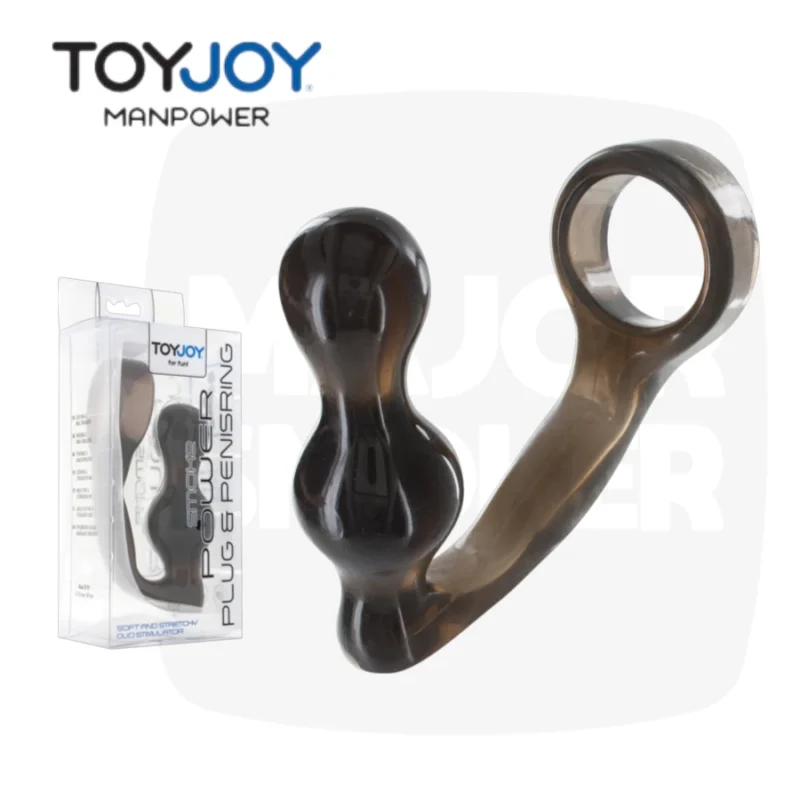 Power Plug Manpower TOYJOY, stimulateur de prostate en plastique noir, avec emballage