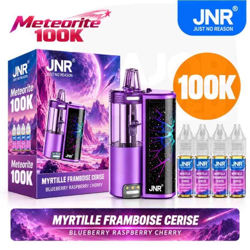 Puff JNR 100K Meteorite Blueberry Raspberry Cherry avec recharges