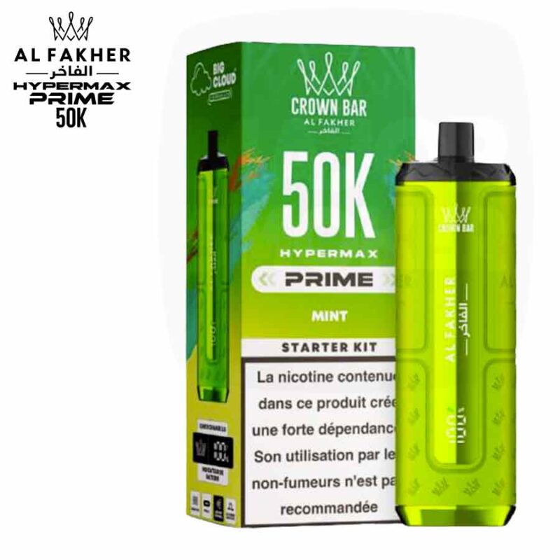 Pod Al Fakher Crown Bar Hypermax Prime 50K saveur Mint