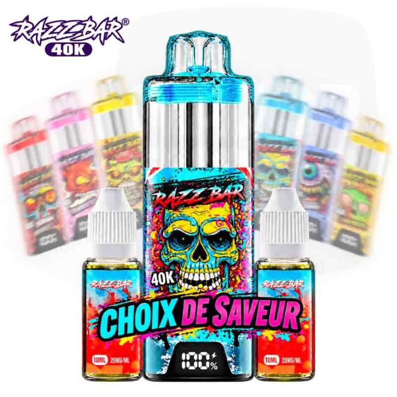 Puff Razz Bar 40K – choix de saveur et flacons 10 ml