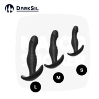 Set Dickyman DarkSil, trois stimulateurs de prostate en silicone alignés par taille S, M et L