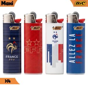Lot de 4 briquets BIC Maxi Équipe de France FFF officiels