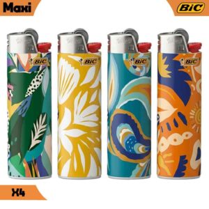 Lot de 4 briquets BIC Maxi collection Sarong aux motifs floraux et tropicaux