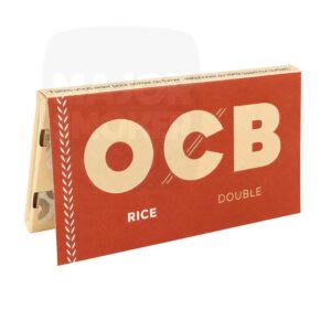 Carnet de feuilles à rouler OCB Rice Double format court couleur rouge et beige.