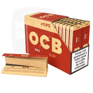 Boîte présentoir de 50 carnets OCB Rice Slim accompagnés de filtres en carton
