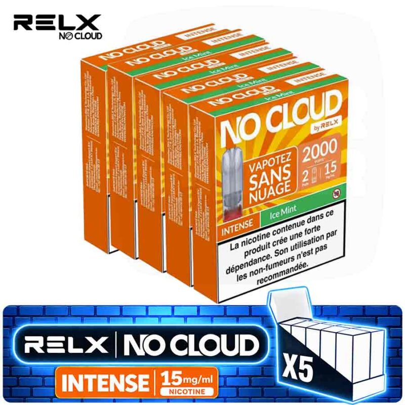 relx-no-cloud-intense-ice-mint-menthol-plus-x5-boites-majorsmoker.com pack de 5 boites RELX No Cloud Intense Ice Mint - Menthe glacée