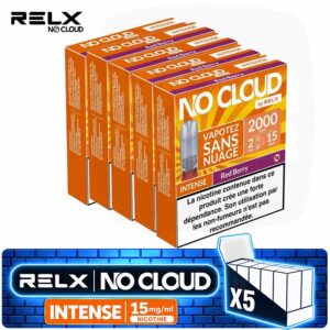 pack de 5 boites RELX No Cloud Intense Red Berry - Fruits rouges