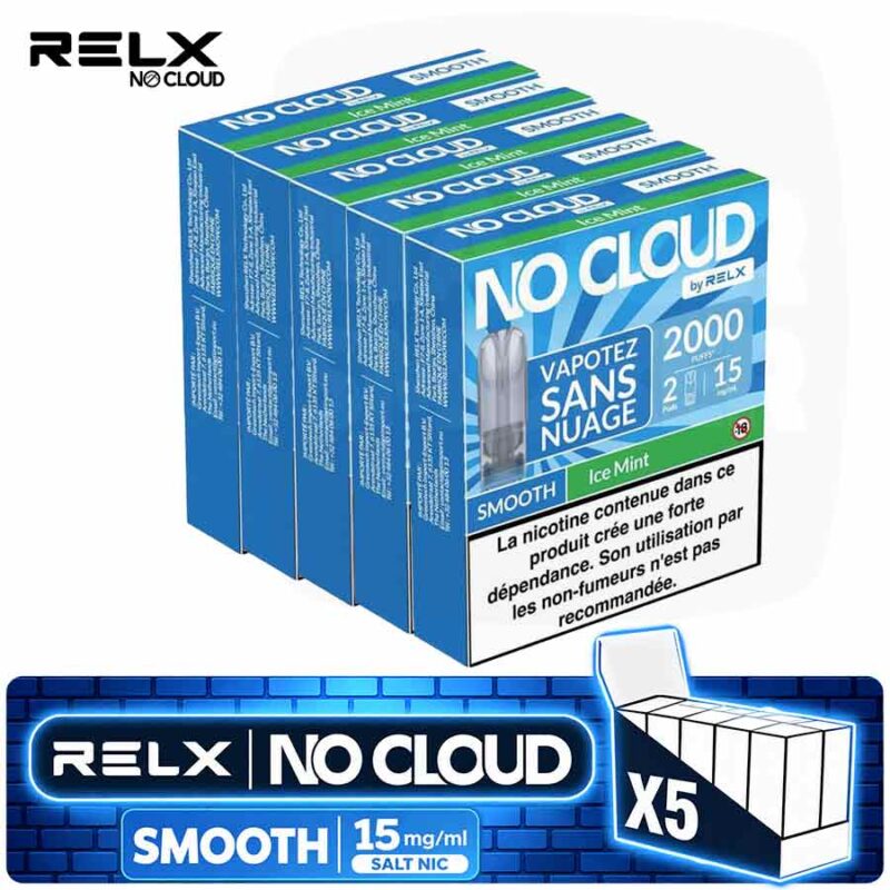 relx-no-cloud-smooth-ice-mint-menthol-plus-5-boites-majorsmoker.com Pack 5 Boîtes Recharges RELX No Cloud Smooth Ice Mint | 15mg