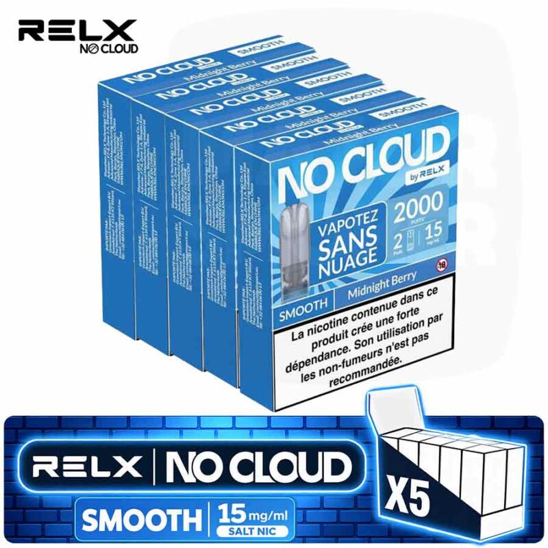 Pack 5 Boîtes Recharges RELX No Cloud Smooth Midnight Berry | 15mg