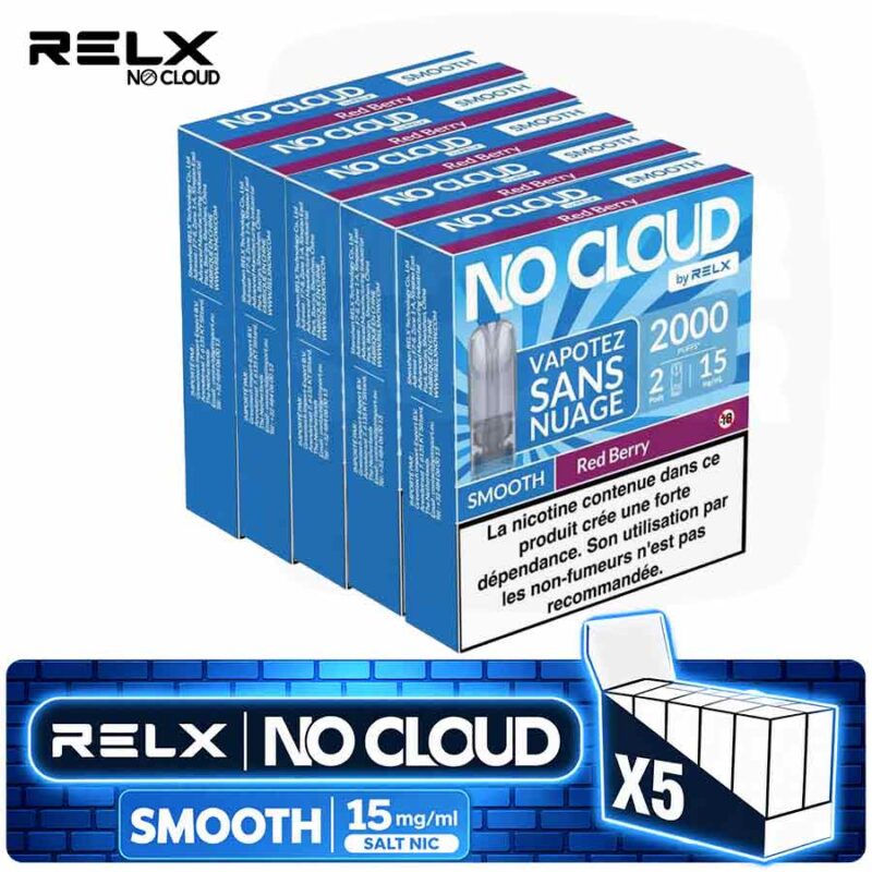 relx-no-cloud-smooth-red-berry-fruits-rouges-5-boites-majorsmoker.com Pack 5 Boîtes Recharges RELX No Cloud Smooth Red Berry | 15mg