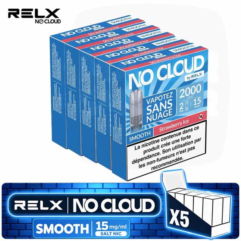 relx-no-cloud-smooth-strawberry-ice-fraise-glace-5-boites-majorsmoker.com Pack 5 Boîtes Recharges RELX No Cloud Smooth Strawberry Ice | 15mg