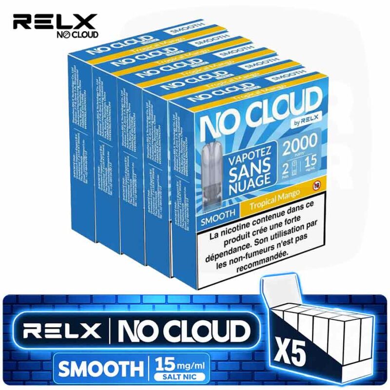 relx-no-cloud-smooth-tropical-mango-triple-mangue-5-boites-majorsmoker.com Pack 5 Boîtes Recharges RELX No Cloud Smooth Tropical Mango | 15mg
