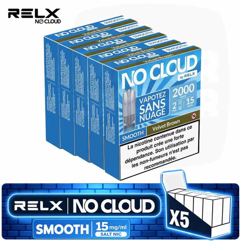 Pack 5 Boîtes Recharges RELX No Cloud Smooth Velvet Brown | 15mg