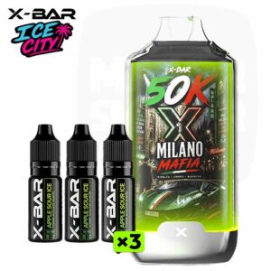 Kit X-Bar 50K Ice City Milano Mafia Apple Sour Ice avec 3 recharges