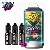 Kit X-Bar 50K Ice City Paradise Strawberry Kiwi Ice avec 3 flacons