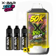 Kit X-Bar 50K Ice City Rio Heat Triple Mango Ice avec 3 flacons