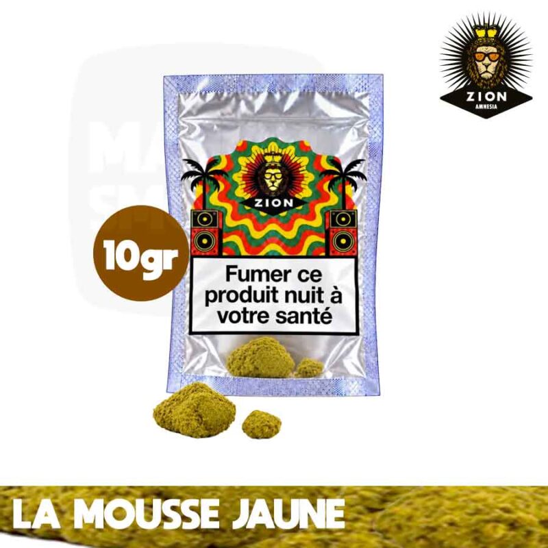 Résine CBD Mousse Jaune Zion 10 g en morceaux jaunes