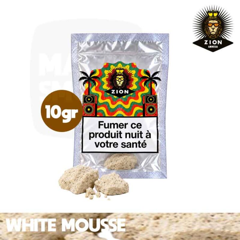 ZION-WHITE-MOUSSE-10GR-sachet-caramello Résine CBD White Mousse Zion 10 g, blanc crème